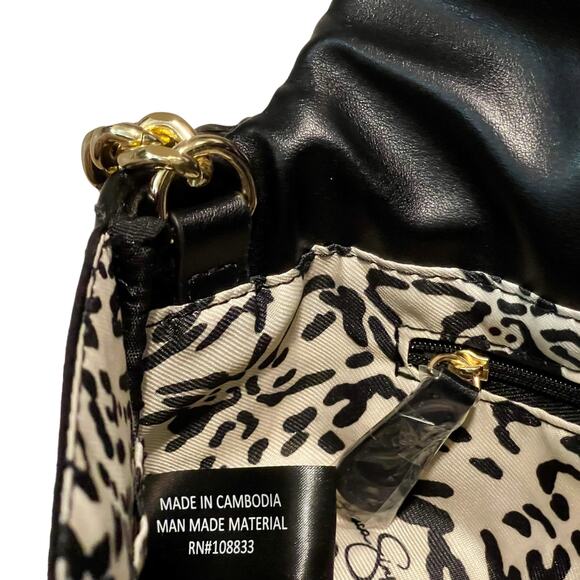 Jessica Simpson Elegant Quilted Black Shoulder Bag with Gold Chain Strap NWT - Picture 13 of 16